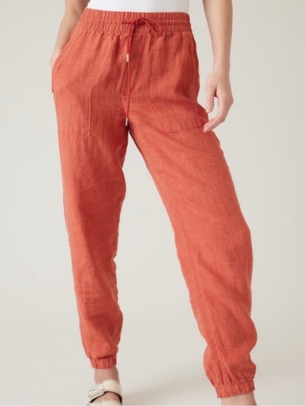 Athleta Retreat Linen Jogger Pants in Soft Persimmon Size 0